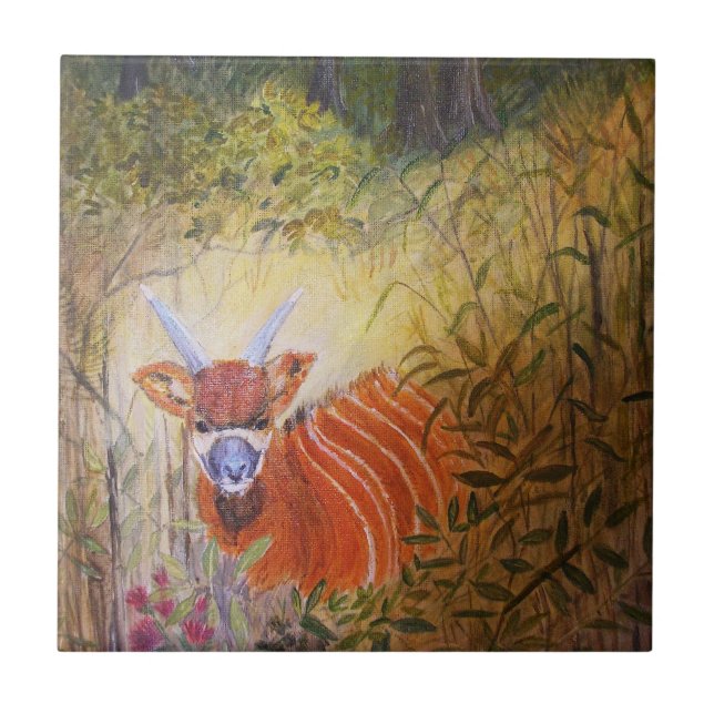 Malerei-Bongo-Antilope Fliese (Vorderseite)