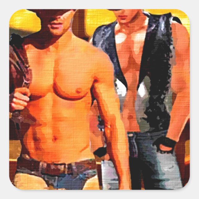 Malerei: Cowboy Corral Quadratischer Aufkleber (Vorderseite)