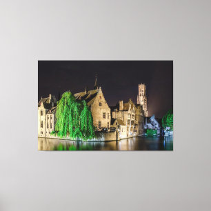 Malerei der Brügger Altstadt und des Belfry-Turms Leinwanddruck