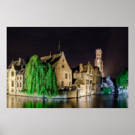 Malerei der Brügger Altstadt und des Belfry-Turms Poster