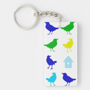 Malerei der farbigen Vögel durch Chariklia Zarris Schlüsselanhänger