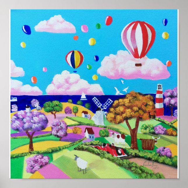 Malerei der Folkloregie - glückliche Küste Poster (Vorne)