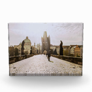Malerei der Karlsbrücke in Prag bei Sonnenaufgang Fotoblock