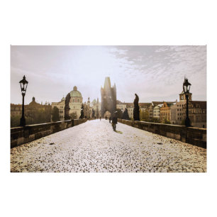 Malerei der Karlsbrücke in Prag bei Sonnenaufgang Fotodruck