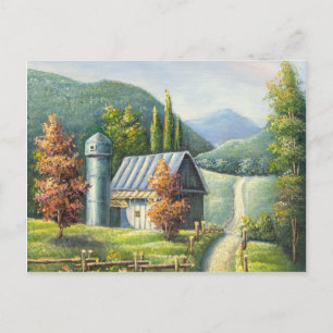 Malerei der Landstraße im Spätsommer Postkarte
