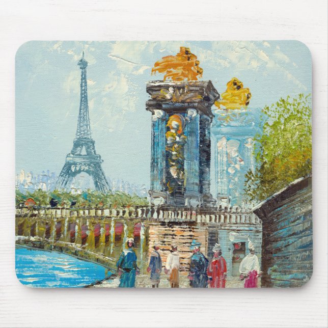 Malerei der Paris-Eiffelturm-Szene Mousepad (Vorne)