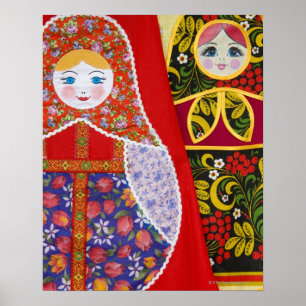 Malerei der russischen Matryoshka-Puppe Poster