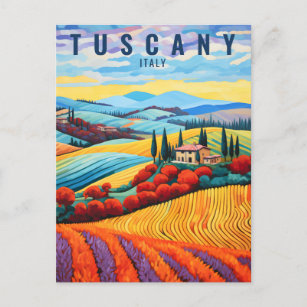 Malerei der Toskana bei Sonnenuntergang   Italien  Postkarte