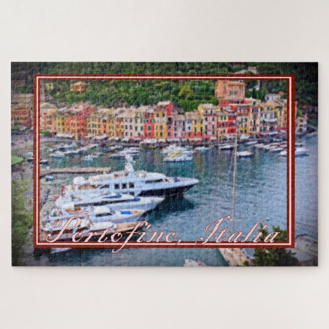 Malerei der Yachten von Portofino Italien - 20x30 Puzzle (Horizontal)
