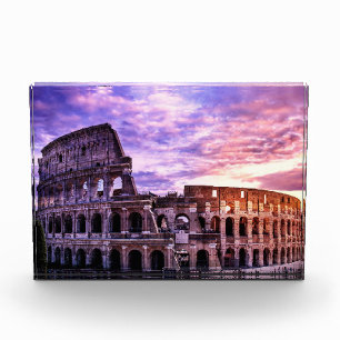 Malerei des Kolosseums in Rom bei Sonnenuntergang Fotoblock