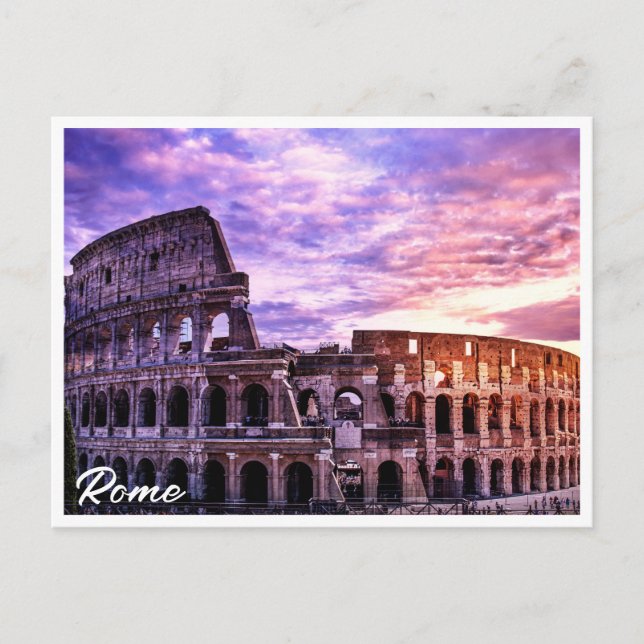 Malerei des Kolosseums in Rom bei Sonnenuntergang Postkarte (Vorderseite)
