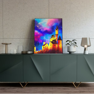 Malerei des Traums Burg im Night Poster