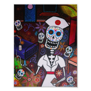 Malerei Dia de Los Muertos Nurse Fotodruck