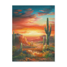 Malerei einer farbenfrohen Wüste Sonnenuntergangsm