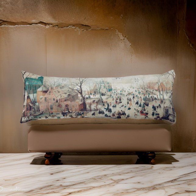 Malerei einer Weihnachtsstadt, Ice-Skaten und Schn Seitenschläferkissen (Von Creator hochgeladen)