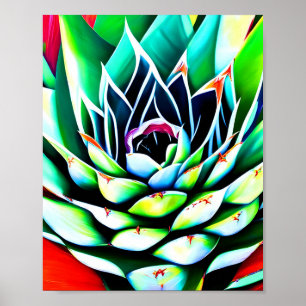 Malerei eines bunten Agave Poster