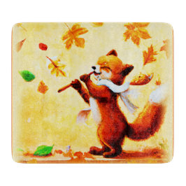 Malerei eines glücklichen singenden Rotfuchs. Jetz Schneidebrett