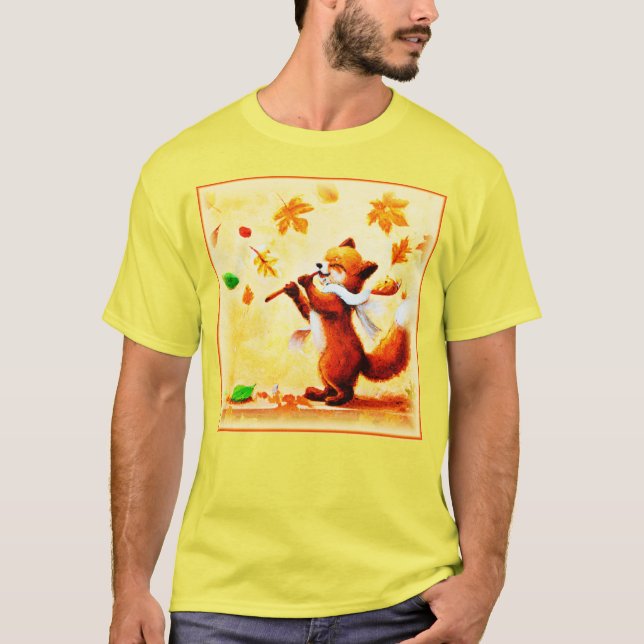 Malerei eines glücklichen singenden Rotfuchs. Jetz T-Shirt (Vorderseite)