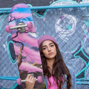 Malerei eines Kirschblossom Skateboard