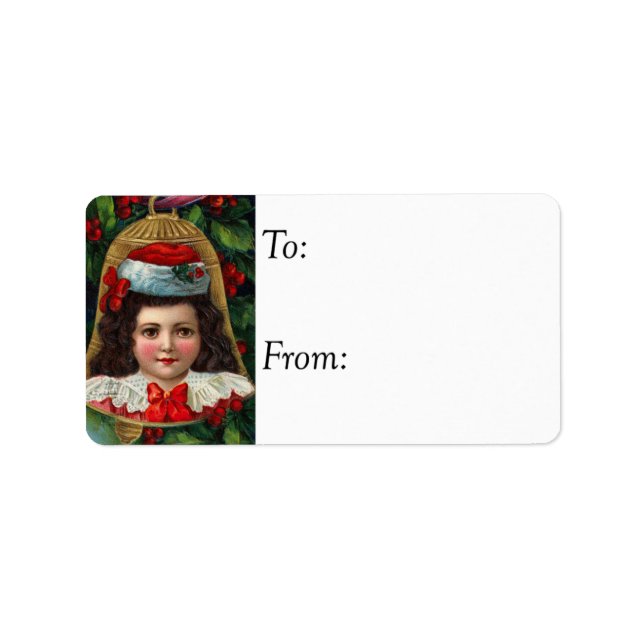 Malerei eines Niedlichen Mädchens auf der Vintagen Adressaufkleber (Vorne)