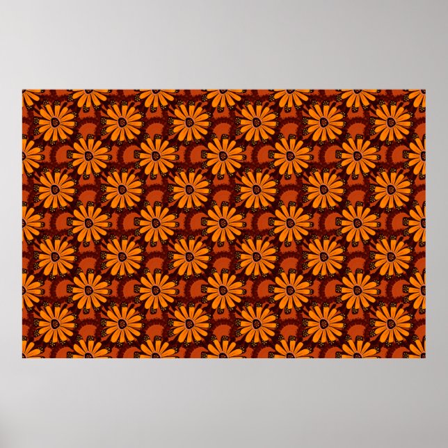 Malerei fallender Blume, Doodles, Grunge-Textu Poster (Vorne)