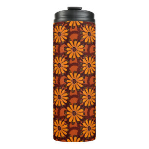 Malerei fallender Blume, Doodles, Grunge-Textu Thermosbecher