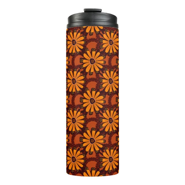 Malerei fallender Blume, Doodles, Grunge-Textu Thermosbecher (Vorderseite)