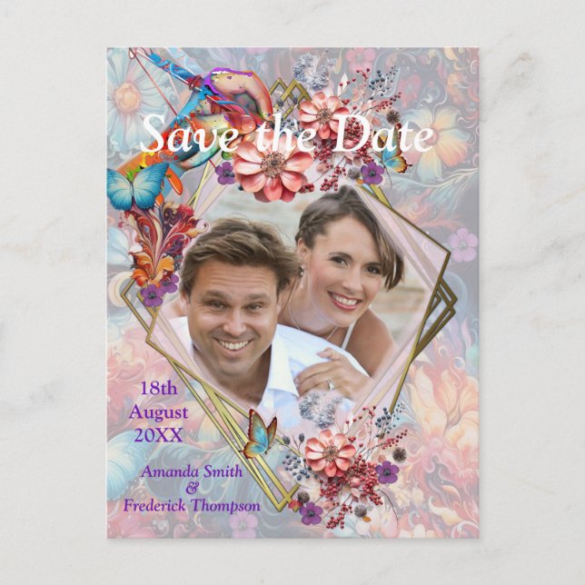 Malerei Fantasy-Blume zum Ausdruck der Natur Ankündigungspostkarte (Vorderseite)