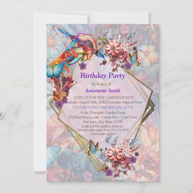 Malerei Fantasy-Blume zum Ausdruck der Natur Einladung (Vorderseite)