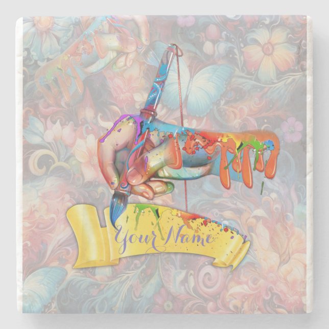 Malerei Fantasy-Blume zum Ausdruck der Natur Steinuntersetzer