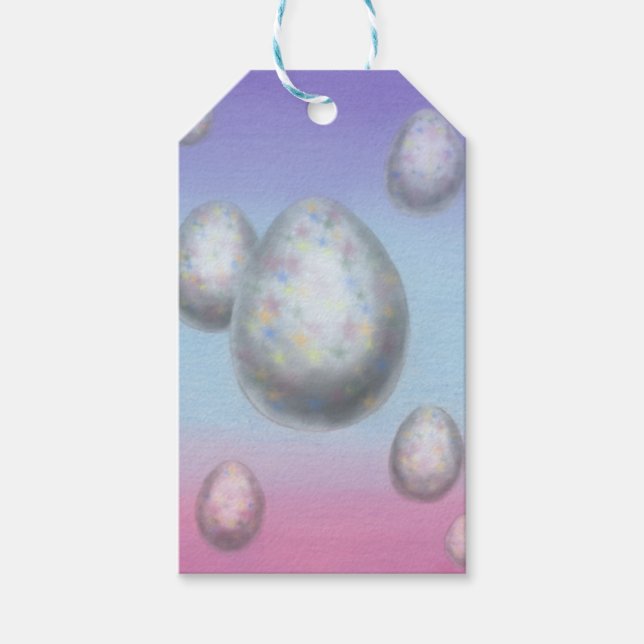 Malerei Kunst sieben Ostereier in der Luft schwebe Geschenkanhänger (Vorderseite)