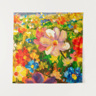 Malerei Lichtung mit großen farbenfrohen Wildblume Wandteppich
