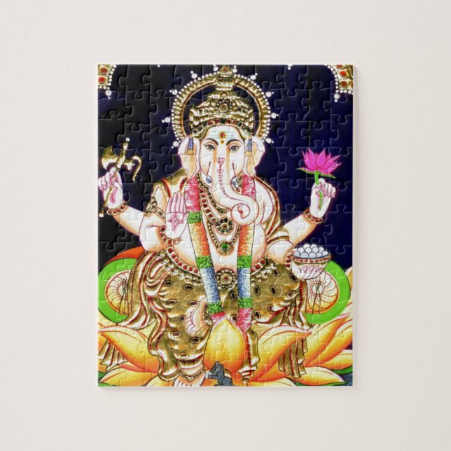 MALEREI LOTUSS GANESHA TANJORE PUZZLE (Vertikal)