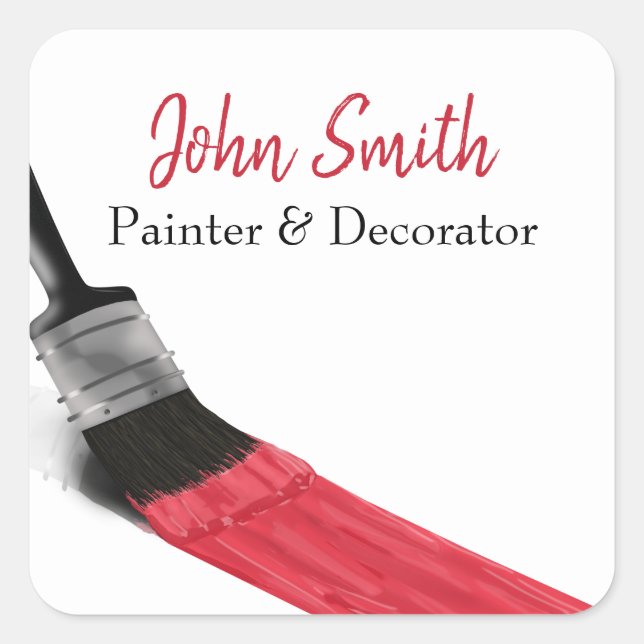 Malerei Maler Service Company Brush Red Quadratischer Aufkleber (Vorderseite)