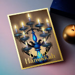Malerei Menorah Happy Hanukkah Gold Blue<br><div class="desc">Malerei Menorah Happy Hanukkah Gold Blue</div>