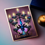 Malerei Menorah Happy Hanukkah Gold Lila Folien Feiertagskarte<br><div class="desc">Malerei Menorah Happy Hanukkah Gold Lila</div>