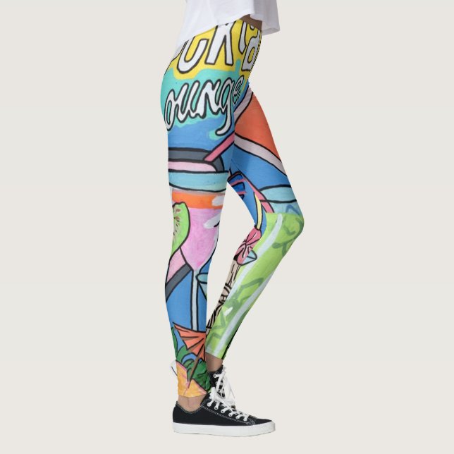 Malerei "Mid Century Mod Tropical Tiki Lounge" auf Leggings (Rechts)