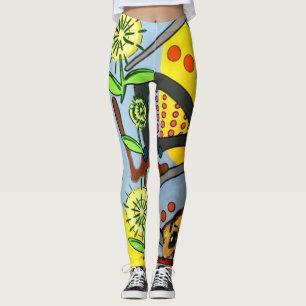 Malerei "MidCentury Mod Abstrakt Garden Bee" auf e Leggings