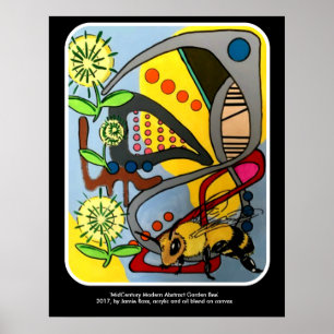 Malerei "MidCentury Mod Abstrakt Garden Bee" auf e Poster