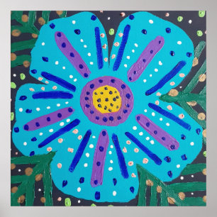 Malerei mit blauer Blume Poster