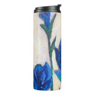 Malerei mit blauer Blume Thermosbecher