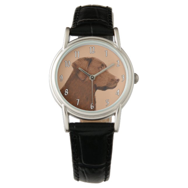 Malerei mit Labrador Retriever (Schokolade) - Hund Armbanduhr (Vorderseite)