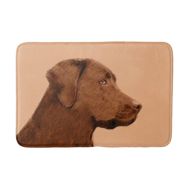 Malerei mit Labrador Retriever (Schokolade) - Hund Badematte (Vorderseite)