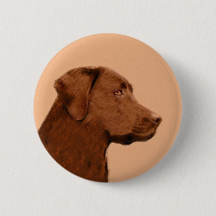 Malerei mit Labrador Retriever (Schokolade) - Hund Button