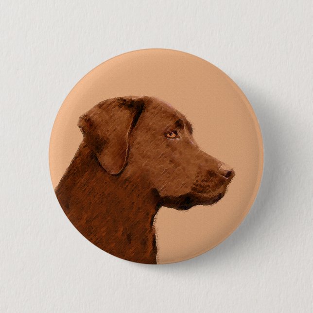 Malerei mit Labrador Retriever (Schokolade) - Hund Button (Vorderseite)