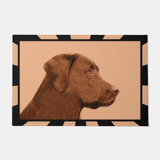 Malerei mit Labrador Retriever (Schokolade) - Hund Fußmatte (Vorderseite)