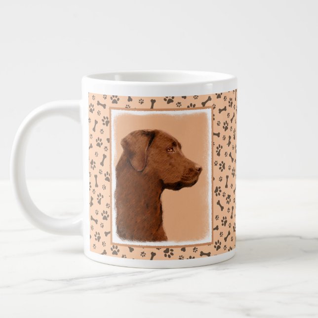 Malerei mit Labrador Retriever (Schokolade) - Hund Jumbo-Tasse (Links)