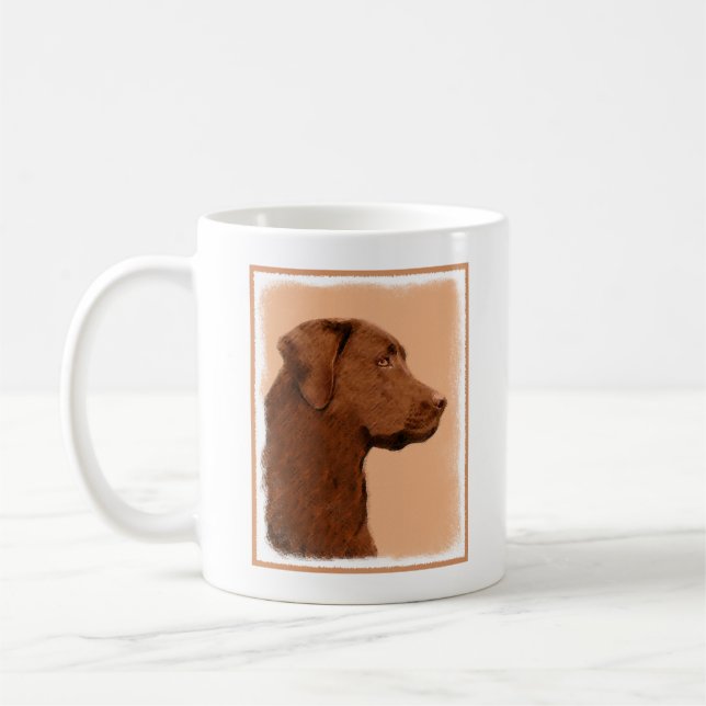 Malerei mit Labrador Retriever (Schokolade) - Hund Kaffeetasse (Links)