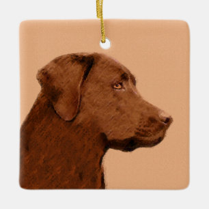 Malerei mit Labrador Retriever (Schokolade) - Hund Keramikornament