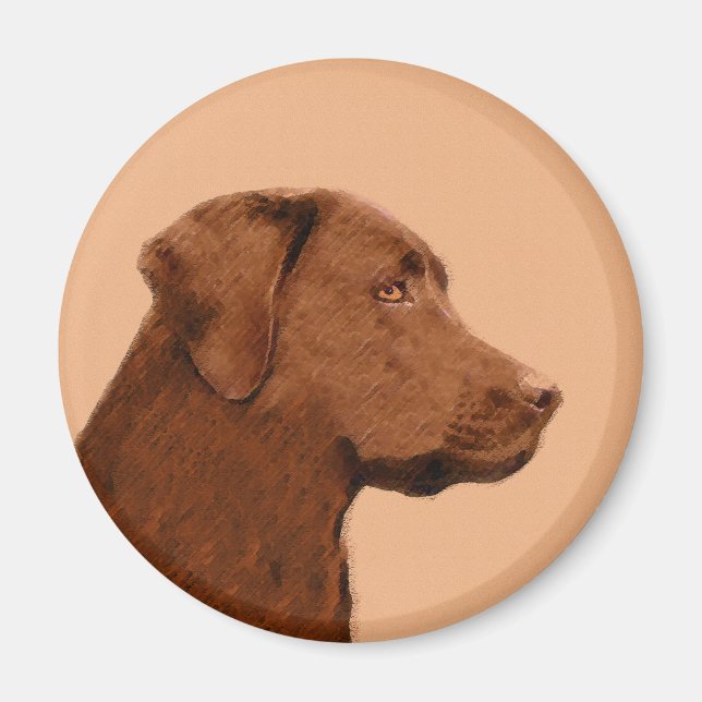 Malerei mit Labrador Retriever (Schokolade) - Hund Magnet (Vorne)